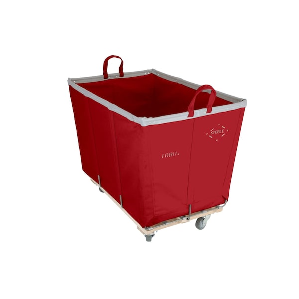 Steele Canvas Basket 10 BU Permanent Truck Red Vinyl w/Grey Vinyl - 4in Casters 9210VREDVGRYW4 - main